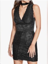 GUESS Black Lace Mini Body Hugging  Super Pretty Party Dress Size Large