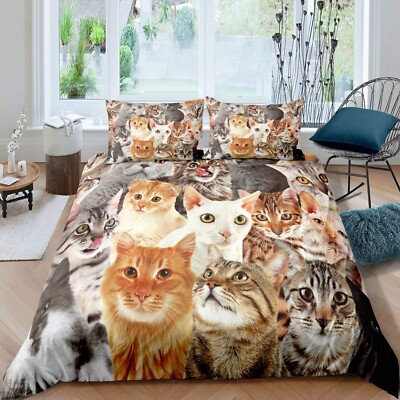 Feelyou Cat Comforter Cover Set Cat Lover Gifts Bedding for Women Cute Kitten...