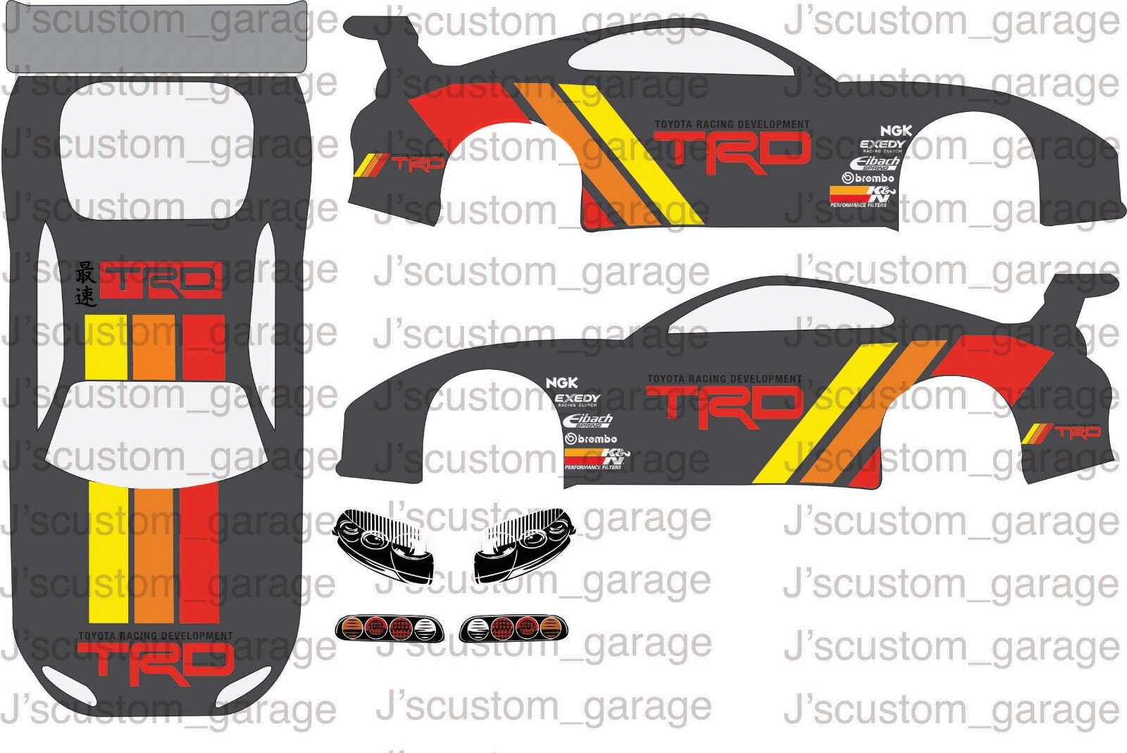 TRD Supra  1/64 custom water slide decal for hot wheels