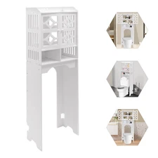 Over The Toilet Storage Cabinet, 4 Tier Bathroom Organizer w/ Raised Leg