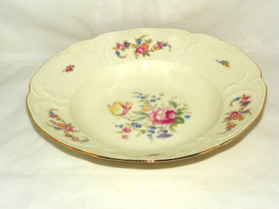 Suppenteller 24 cm von Rosenthal Sansoucci Elfenbein Blumendekor Goldrand