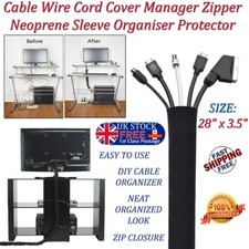 2x Cable Wire Cord Cover Manager Neoprene cable Tidy Sleeve Organiser 28" x 3.5"