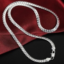 925 Sterling Silver 6mm Full Necklace 18/20/24 Inch Chain For Woman Men Fashion