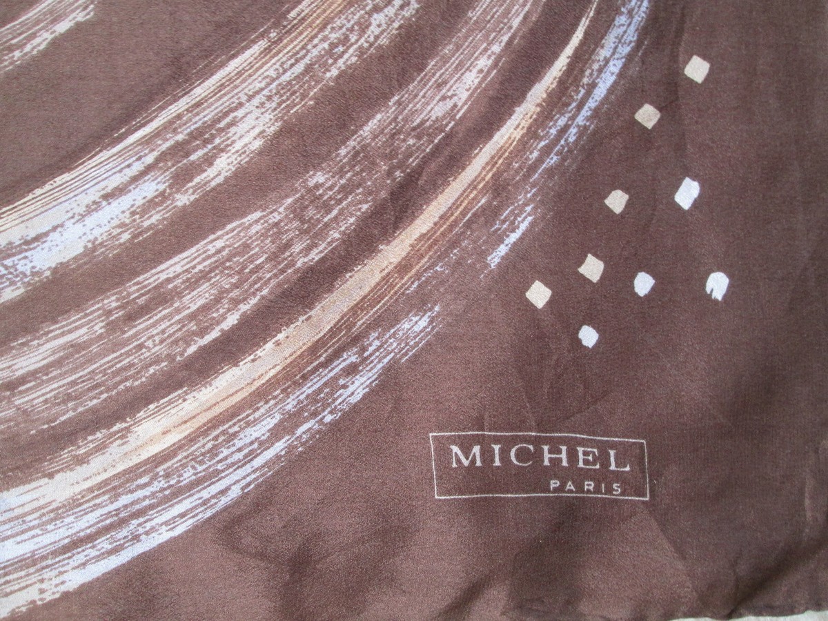 Foulard En Soie Vintage MICHEL - Dimensions 78x80 Cm, Couleur Blanc Et Noir, Occasion