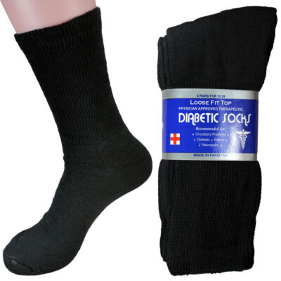 12 Pairs Men's Health Circulatory Diabetic Cotton crew socks 9-11 10-13 13-15