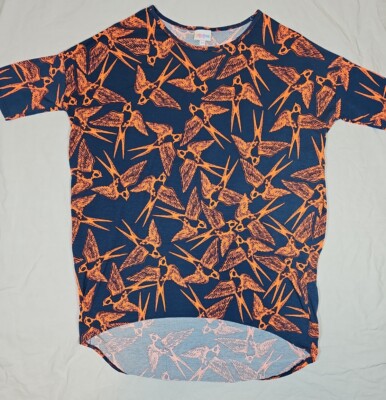 LuLaRoe Soft Simply Comfortable Shirt Top Bird Pattern High Low XS