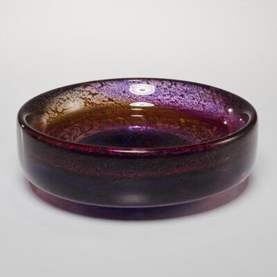 Kosta Boda Purple Rainbow Studio Art Glass Bowl Goran Ann Warff 77204 Vintage