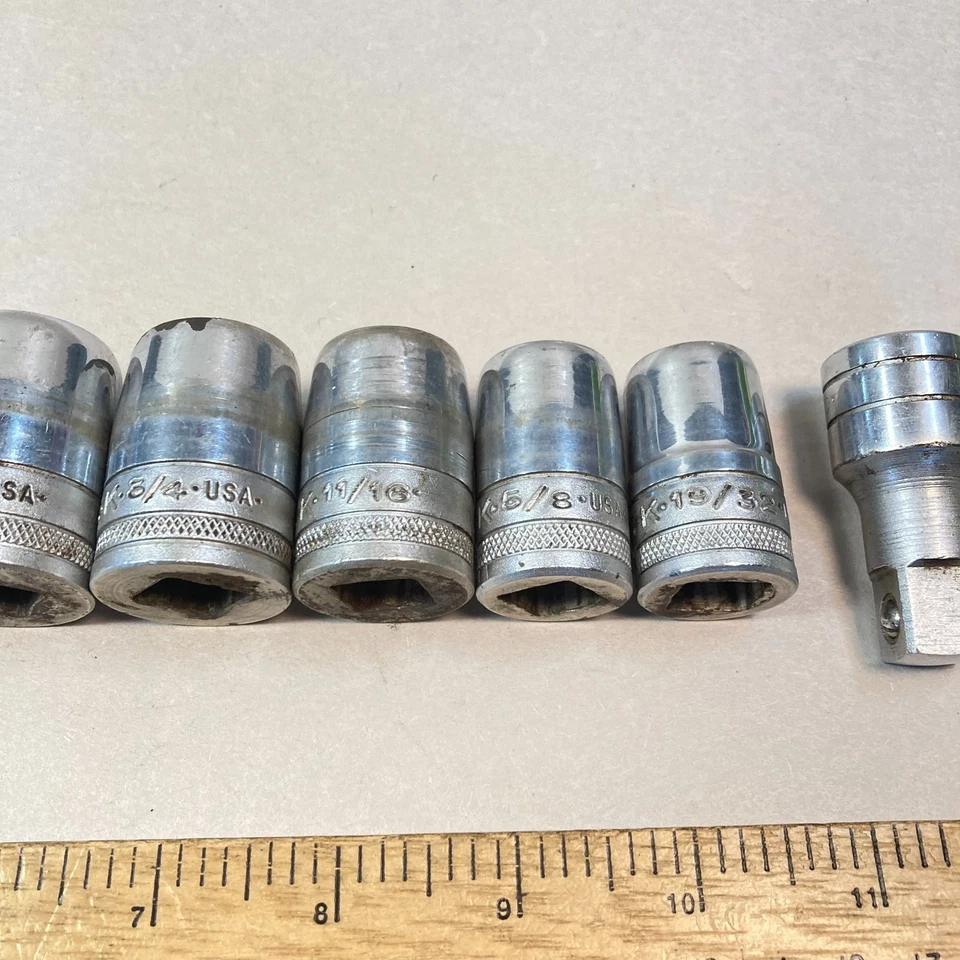 S-K Socket Set 10 Pc 1/2" Drive SAE 12 Point w/ 13/16" Spark Plug Socket USA - Image 4 of 4