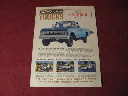 1963 Ford 4x4 Pickup Truck Sales Sheet Brochure Booklet Catalog Original Old