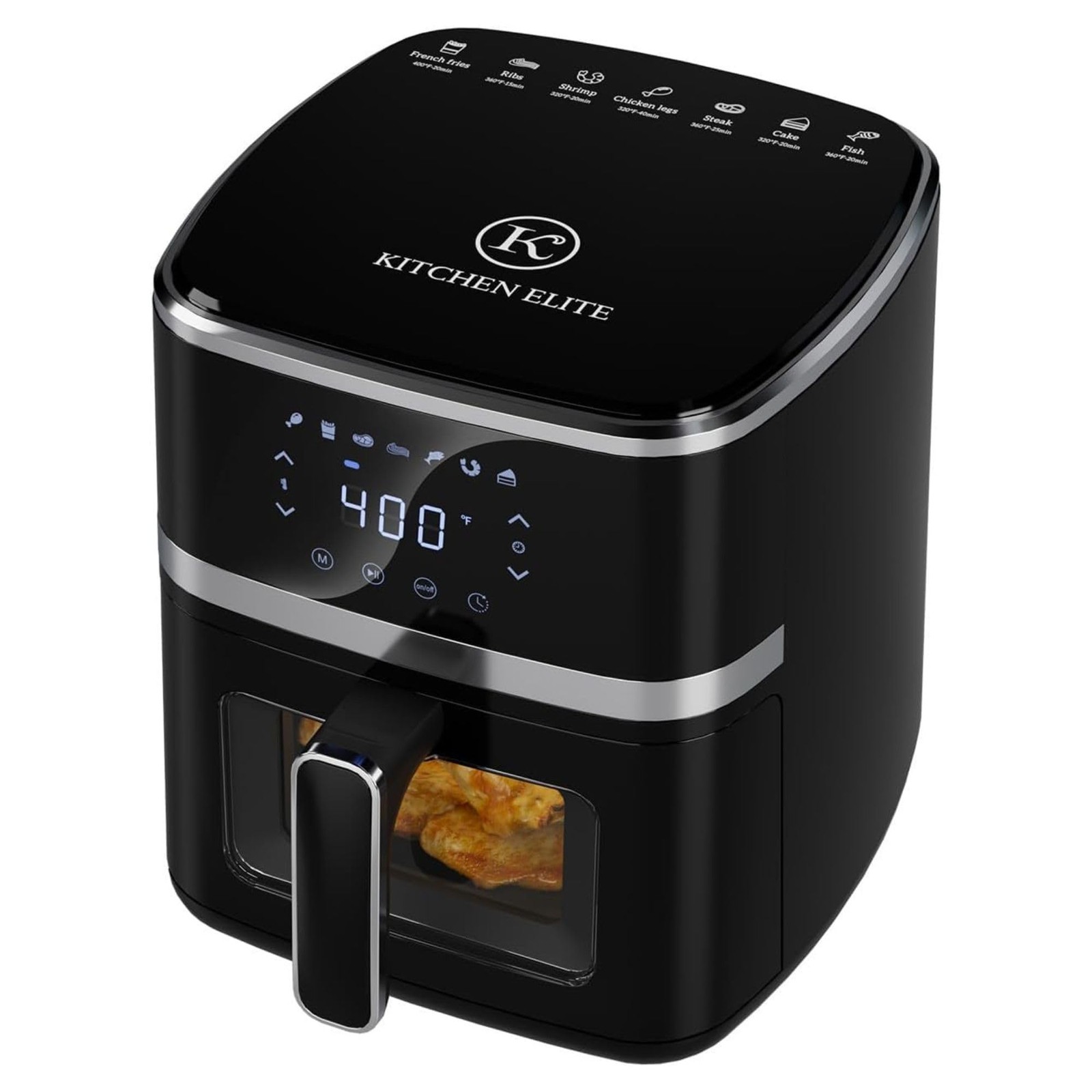 Digital Air Fryer Oven, Compact Cooker with Window, 7 Presets, Nonstick Baske...