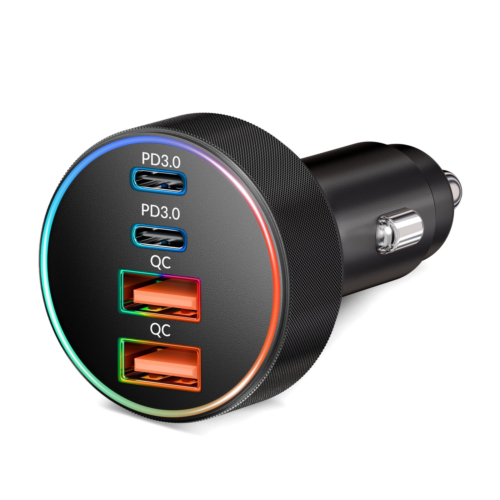90W Super Fast 4-Port USB C Car Charger for Phones & Devices