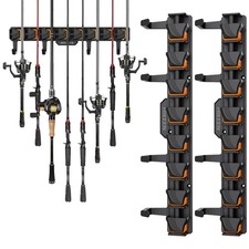 Wall Mounted Fishing Rod Rack Holder Holds Up To 8 Rods Garage Storage 4 Hooks
