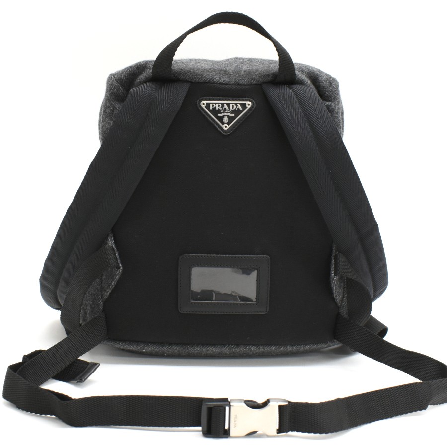 PRADA Mini Backpack V203 FELTRO Wool Gray Triangle Logo Plate PRADA from japan thumbnail 3