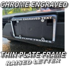 Thin Frame Chrome Plastic Engraved Custom Personalized License Plate Frame Thin Frame Chrome Plastic Engraved Custom Personalized License Plate Frame