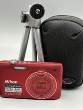 Nikon COOLPIX S4100 Camera 14MP -Red-W/battery, Charger Case Tripod