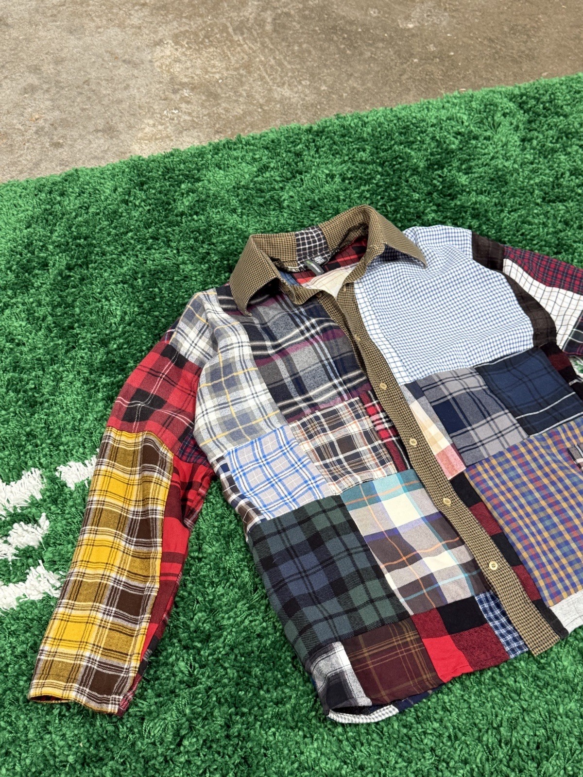 Strange Patchwork Patch Flannel Shirt Small Clown… - image 2