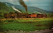 Vintage Maine Central RR Steam Train at Crawford Notch Postcard 1950