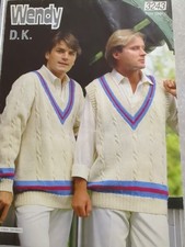 Mens Cricket Sweater + Tank Top Knitting Pattern 34-44 inch