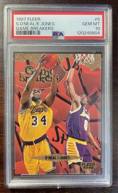 1997 Fleer Game Breakers Shaquille O’Neal Eddie Jones LA Lakers Rare PSA 10 Pop2