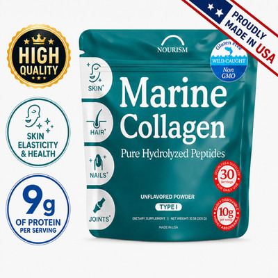 Pure Marine Collagen Peptides Powder Hydrolyzed Type I Wild Caught Fish 10.58oz