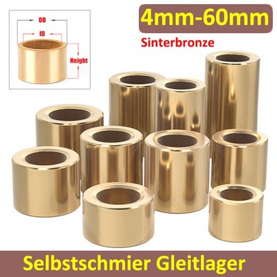Selbstschmier Gleitlager Sinterbronze Lager Buchse Lagerbuchse Innen 4mm-60mm
