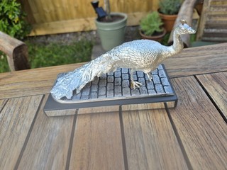 Pockeridge Peacock ornamental metal bird on solid base from Corsham Mess