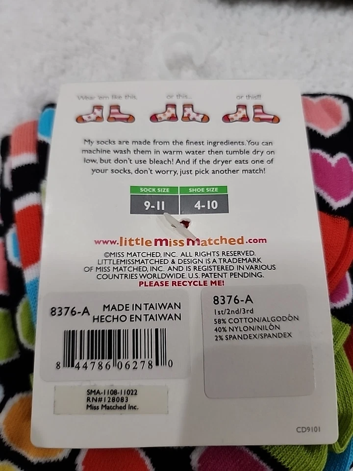 Little Miss Matched Girls Ankle Socks Lot Of 4 Packs Size 4-10 New - Image 3 of 4