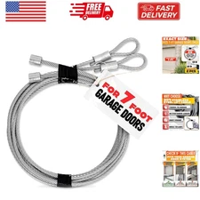 Garage Door Cables for 7 ft Door – 8 ft 6 inch Long, Heavy-Duty 304 Steel Gal...