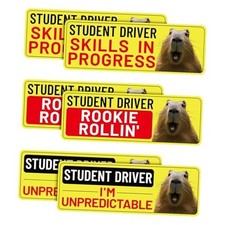 6pcs Funny Student Driver Car Magnets, 10x3.5in Cute New Driver Signs Reusable
