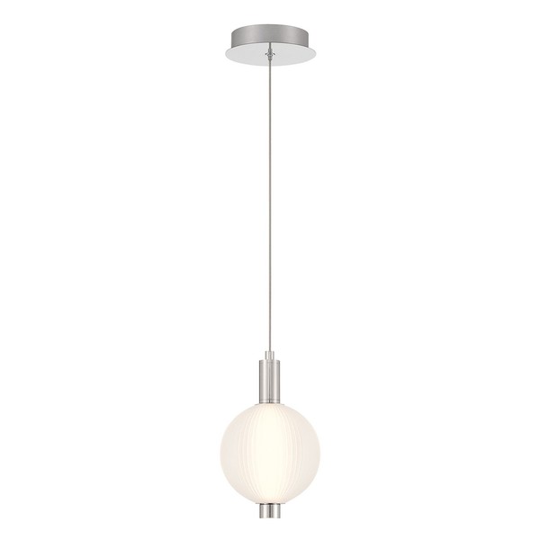 Led HäNgelampe Kugelschirm Ø 15.2 Cm Nickel Weiß Metall Glas 3000 K HäNgeleuchte-image