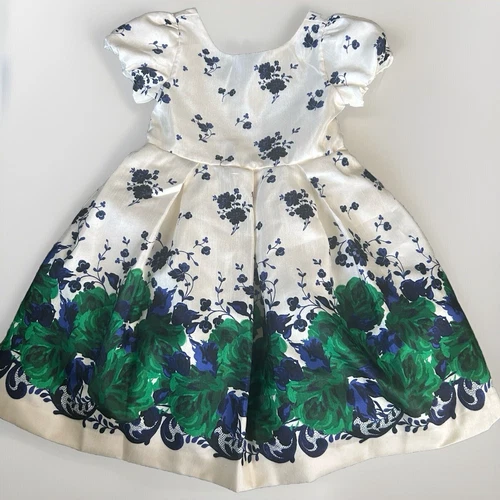 Vestido Janie & Jack Marfil Azul y Verde Floral Ocasión Especial Vacaciones 4 - Imagen 2 de 8