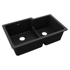 Elkay ELGULBO3322BK0 Quartz Classic 33" Offset 60/40 Double Bowl Undermount Sink