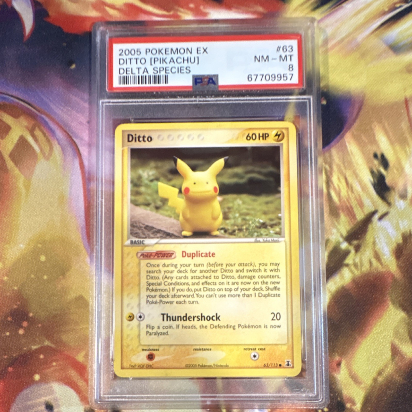 Pokémon TCG Delta Species Ditto (Pikachu) 63/113 PSA 8 Regular Common 2005