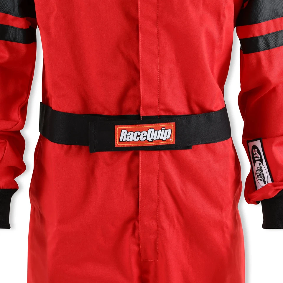 RaceQuip 120012RQP 120 Series 1-Pc Driving Suit SFI 3.2A/5 Red/Black Stripe - Image 3 of 4