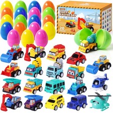 Easter Eggs with Cars Inside - 20 PCS Prefilled Easter Eggs with Pull-Back To...