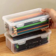 1PCS Large Pencil Box Transparent Plastic Crayon Pastel Storage Organizer