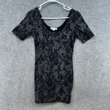 Forever 21 Juniors Dress Size Large Black Floral Lave Overlay Short Sleeve