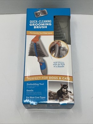 Quick-Cleaning Grooming Brush by Pets Know Best- Gentle, Self-Cleaning Deshed...