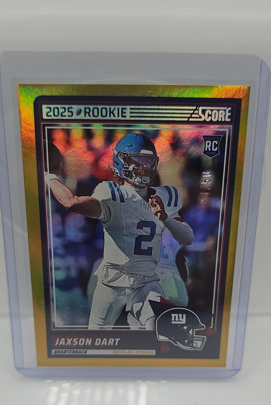 2025 Score - Rookies Jaxson Dart #35 Gold Zone /50 (RC)