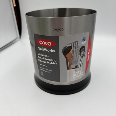 OXO SoftWorks Rotating Carousel Utensil Holder Stainless Steel Silver Large. New