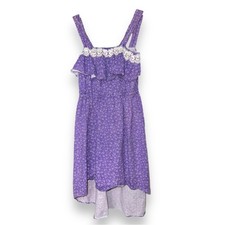Custom Made Girls High Low Cotton Sundress with Lace EUC
