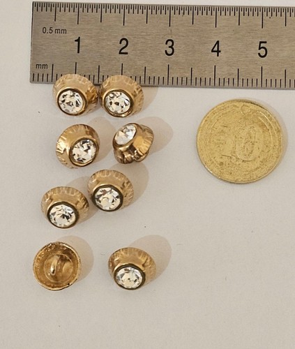 Metal Gold Buttons 10 mm Stone Button. Footed Metal Gold Button. 10 Pieces - Picture 2 of 5
