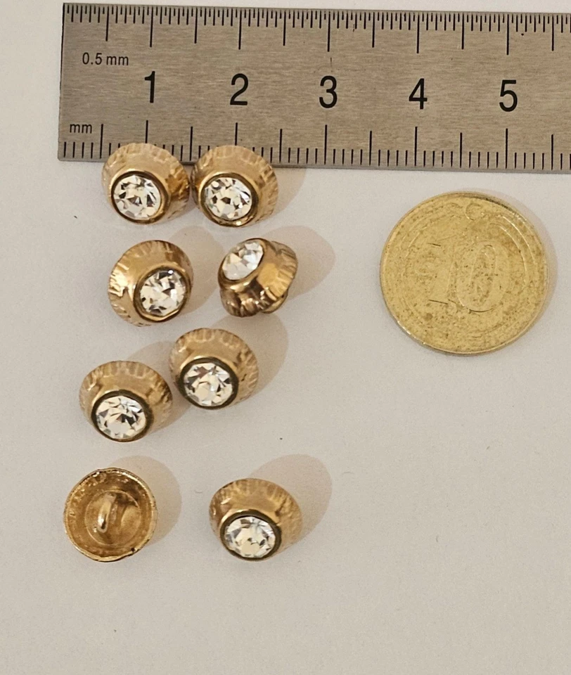 Metal Gold Buttons 10 mm Stone Button. Footed Metal Gold Button. 10 Pieces - Image 2 of 4