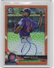 Adbert Alzolay 2018 Bowman Chrome ORANGE MOJO REFRACTOR RC Auto Autograph /25
