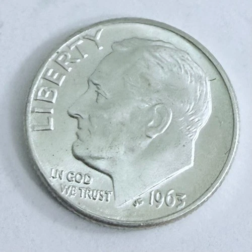 1963 D Roosevelt Dime 90% Silver 10c US Coin EXTRA FINE CONDITION #6835