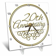 3dRose 20th Anniversary gift - gold text for celebrating wedding anniversaries -