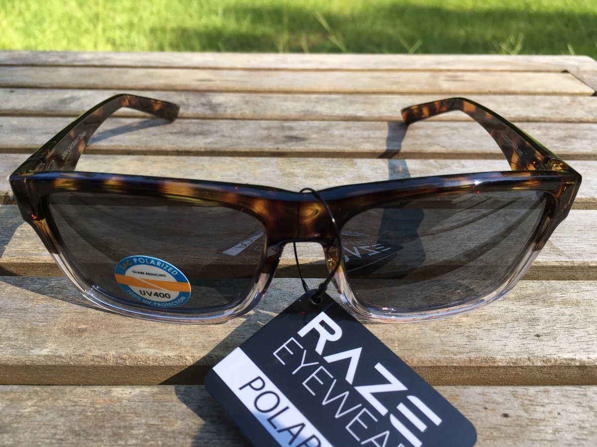 RAZE Eyewear Sunglasses Polarized Castaway Tortoise Black Smoke