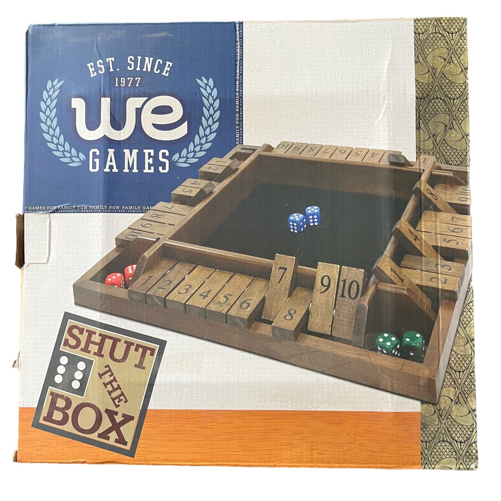 We Games 4 Player Shut The Box Jogo de tabuleiro de dados com tampa -  Madeira manchada