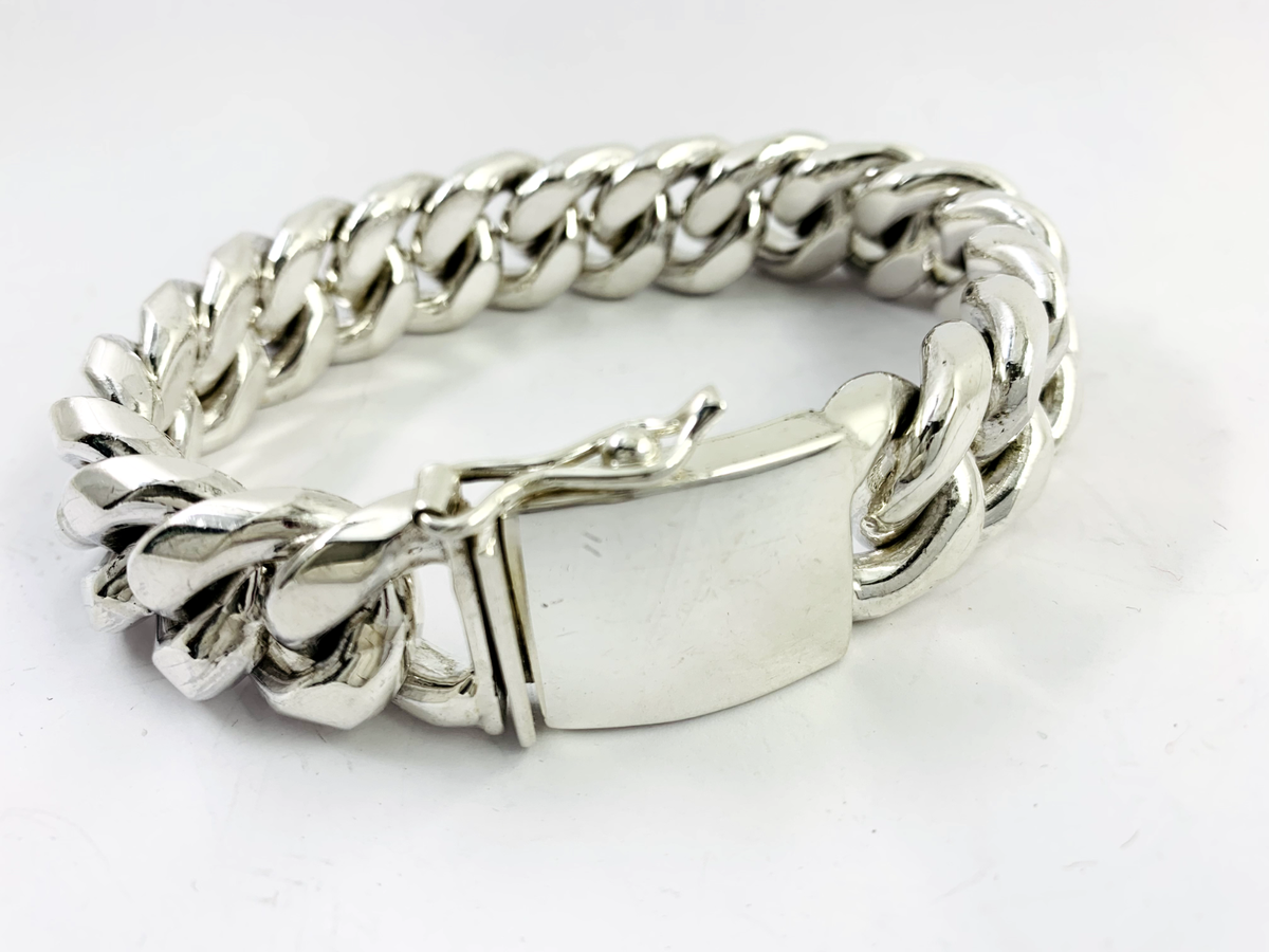 アクセサリー MEXICO SILVER 925 BRACELET Very Heavy Taxco Mexico 925 Sterling Silver Curb Chain Bracelet