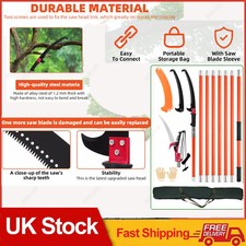 Manual Pole Saw Extendable Tree Pruner 27ft Fiberglass Pole Hook Branch Cutter